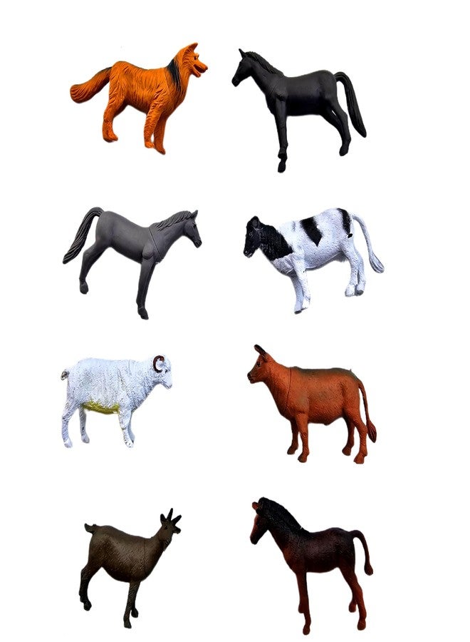 SSKR Animal Figure Toy Set of 8 Pcs | Farm & Jungle Animal Figure Playsets | Birthday & Return Gifts for Kids (Medium Size Farm Animals) - Image 1